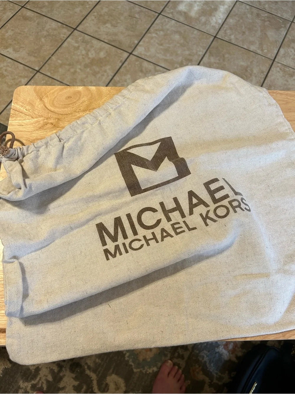 Michael Kors Beige and Brown Logo Drawstring Dust Bag